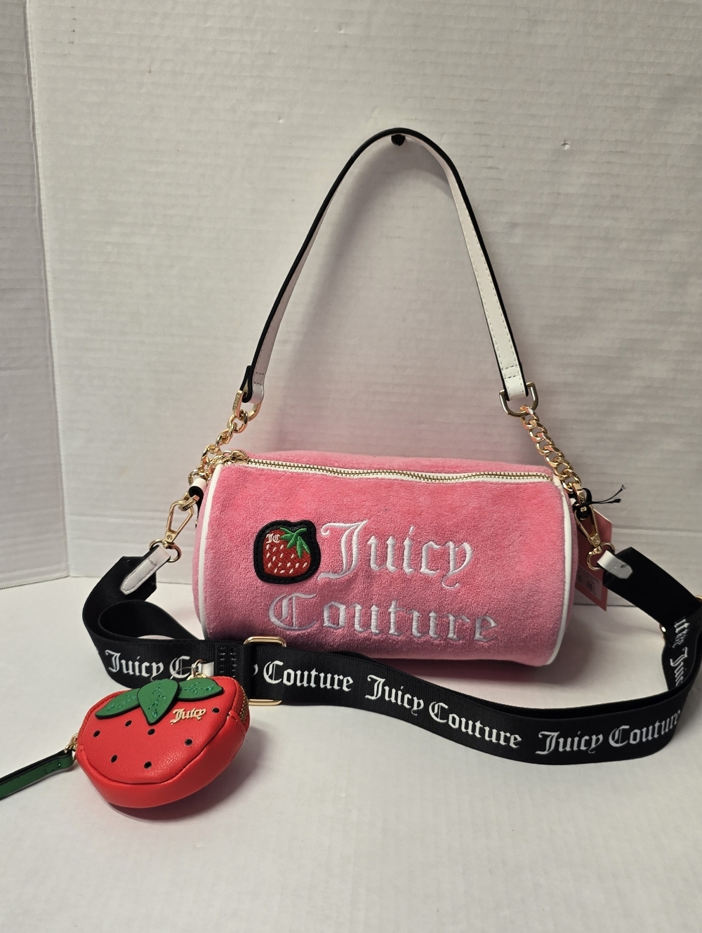 NWT Juicy Couture Sweet N Juicy Apple Mini Barrel Bag Strawberry Coin Pouch Y2K